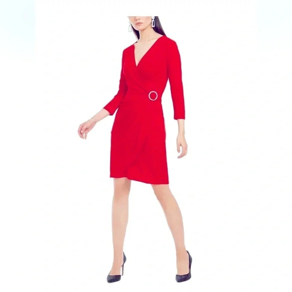 INC Red party dress with sparkle detail. M but fits 12. Very Flattering!